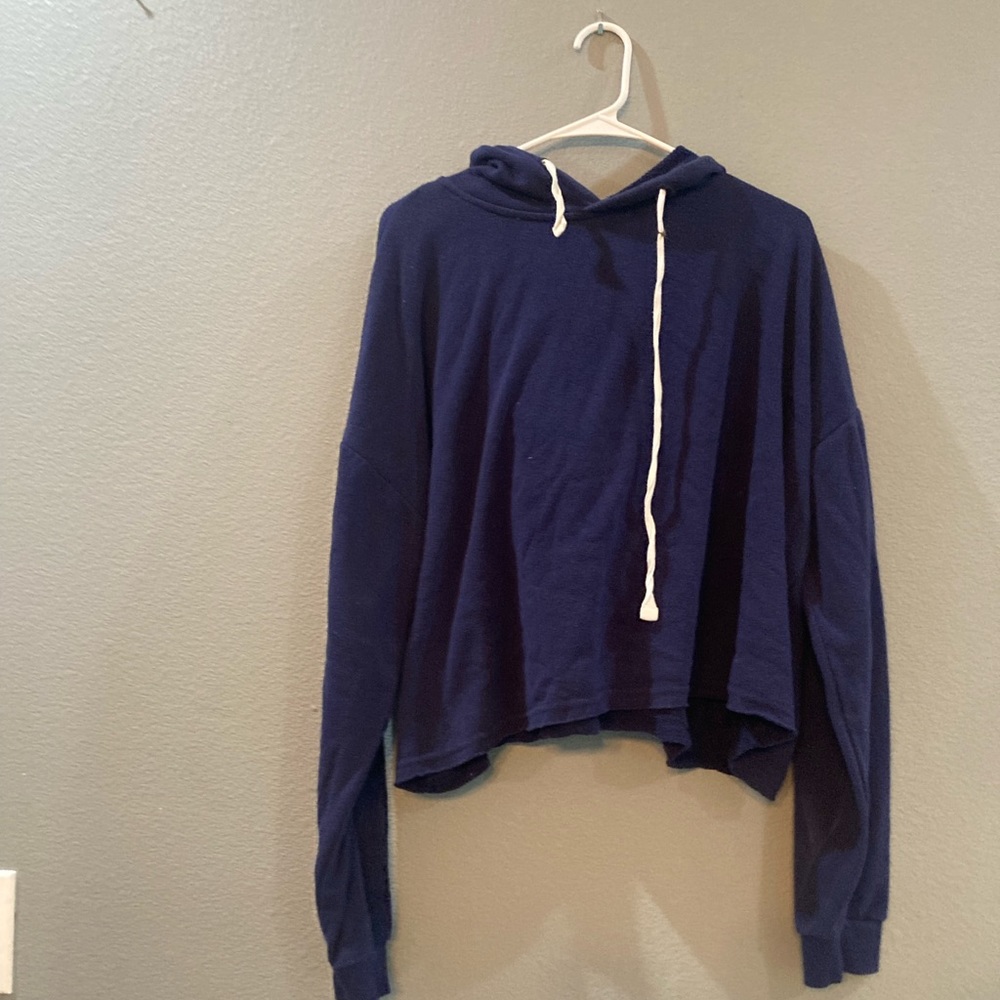 oversized crop top navy blue hoodie